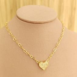 CHOKER CORAÇÃO ENTRELAÇADOS 3MM COM PINGENTE DE CORAÇÃO CRAVEJADO ZIRCONIA