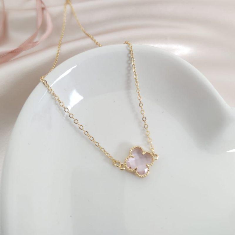 CHOKER EM ELO PORTUGUES COM FLOR ROSA