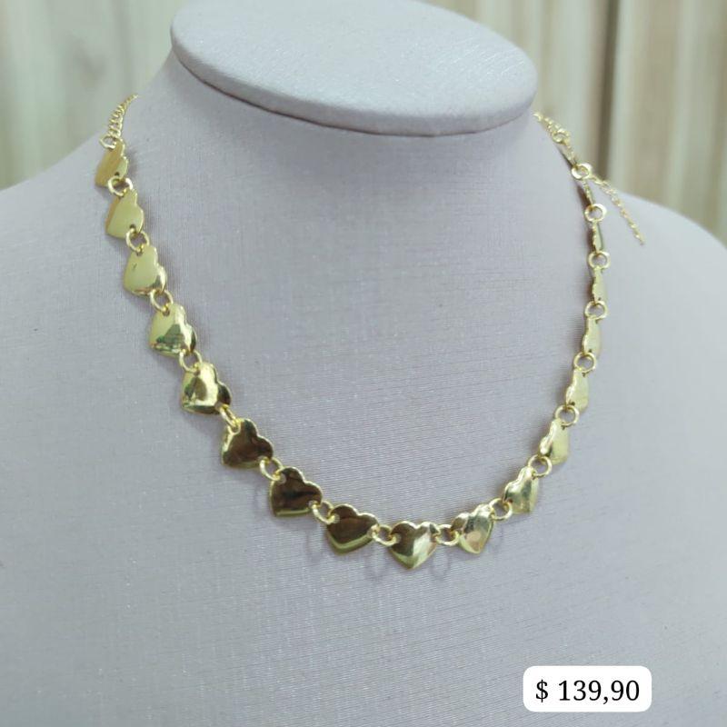 CHOKER PLACAS DE CORAÇÃO LISOS