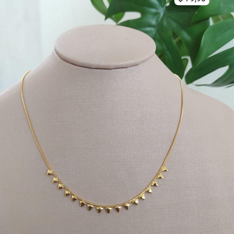 CHOKER VENEZIANA COM PLACAS DE TRIÂNGULO SÓ NA FRENTE