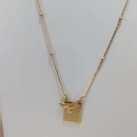 COLAR CABELO DE ANJO COM ESFERAS E PLACA COM ORAÇÃO E ESPIRITO SANTO