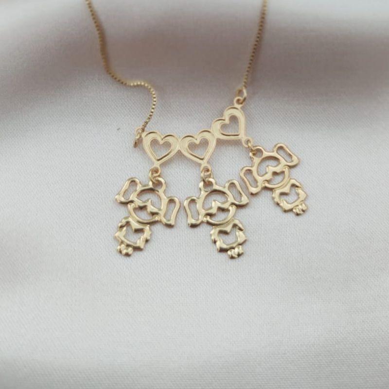 COLAR CANGA COM 3 MENINAS LISO VAZADO FILHOS