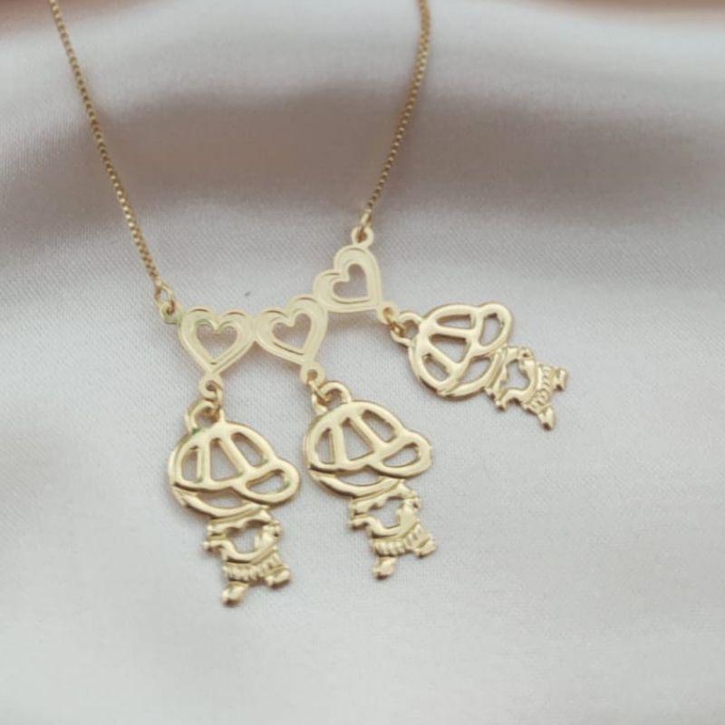 COLAR CANGA COM 3 MENINOS LISO VAZADO FILHOS