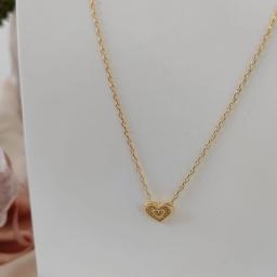 COLAR CARTIER FINO PINGENTE CORAÇÃO CRAVEJADO ZIRCONIA