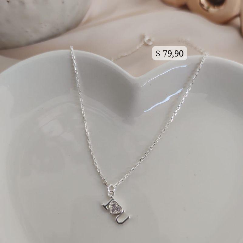 COLAR CARTIER I LOVE YOU COM CORAÇÃO CRAVEJADO EM MICRO ZIRCONIA B PRATA 925