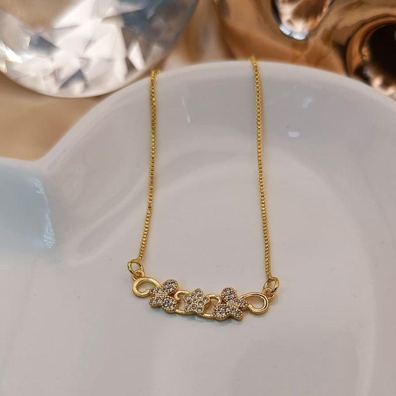 COLAR COM 2 BORBOLETA E ESTRELA NO MEIO CRAVEJADA EM MICRO ZIRCONIA