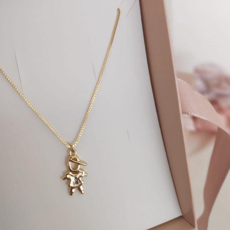 COLAR COM MENINO COM 2 PEDRAS DE ZIRCONIA AZUL FILHOS