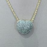 COLAR CORDÃO BAIANO PINGENTE CORAÇÃO CRAVEJADO RODIO NEGRO