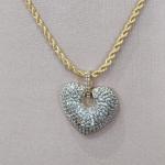 COLAR CORDÃO BAIANO PINGENTE CORAÇÃO CRAVEJADO RODIO NEGRO DETALHE VAZADO