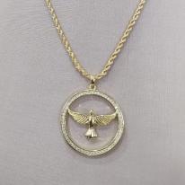 COLAR CORDÃO BAIANO PINGENTE MANDALA ESPIRITO SANTO CRAVEJADO ZIRCONIA AO REDOR