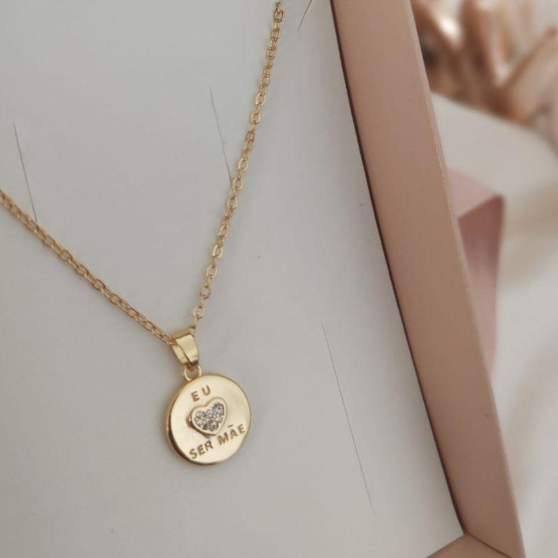 COLAR ELO PORTUGUES COM PLACA EU AMO SER MÃE