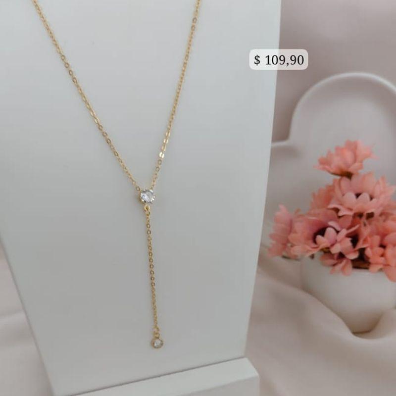 COLAR EM ELO PORTUGUES ESTILO GRAVATINHA COM PONTO DE LUZ