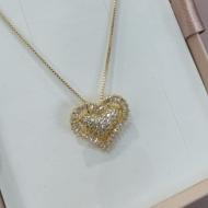 COLAR PINGENTE CORAÇÃO CRAVEJADO MEIO ZIRCONIA COM ZIRCONIA RETANGULAR AO REDOR