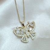 COLAR VENESIANA PINGENTE BORBOLETA CRAVEJADA ZIRCONIA