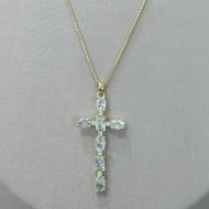 COLAR VENESIANA PINGENTE CRUZ CRAVEJADA ZIRCONIA RETANGULAR