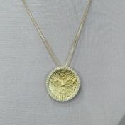 COLAR VENESIANA PINGENTE ESPIRITO SANTO CRAQUELADO ZIRCONIA AO REDOR