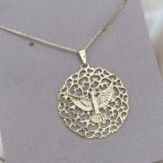 COLAR VENESIANA PINGENTE MANDALA ESPIRITO SANTO VAZADA LISA