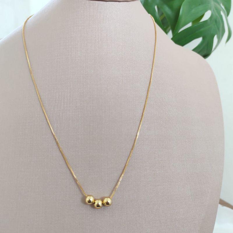 COLAR VENEZIANA COM PINGENTE 3 ESFERAS 6MM