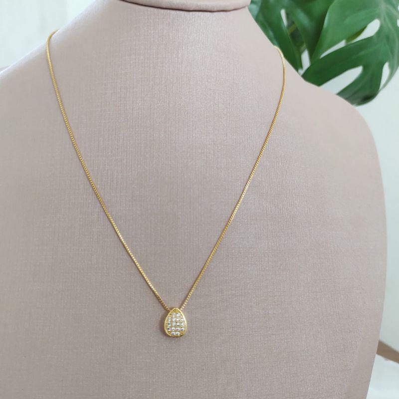 COLAR VENEZIANA COM PINGENTE DE GOTA CRAVEJADO EM ZIRCONIA