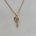 COLAR VENEZIANA PINGENTE FE COM CRUZ CRAVEJADA ZIRCONIA