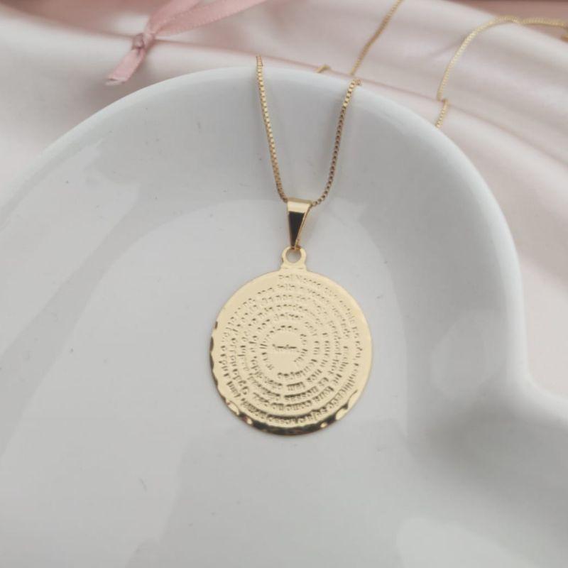 COLAR VENEZIANA PINGENTE MANDALA ORAÇÃO PAI NOSSO