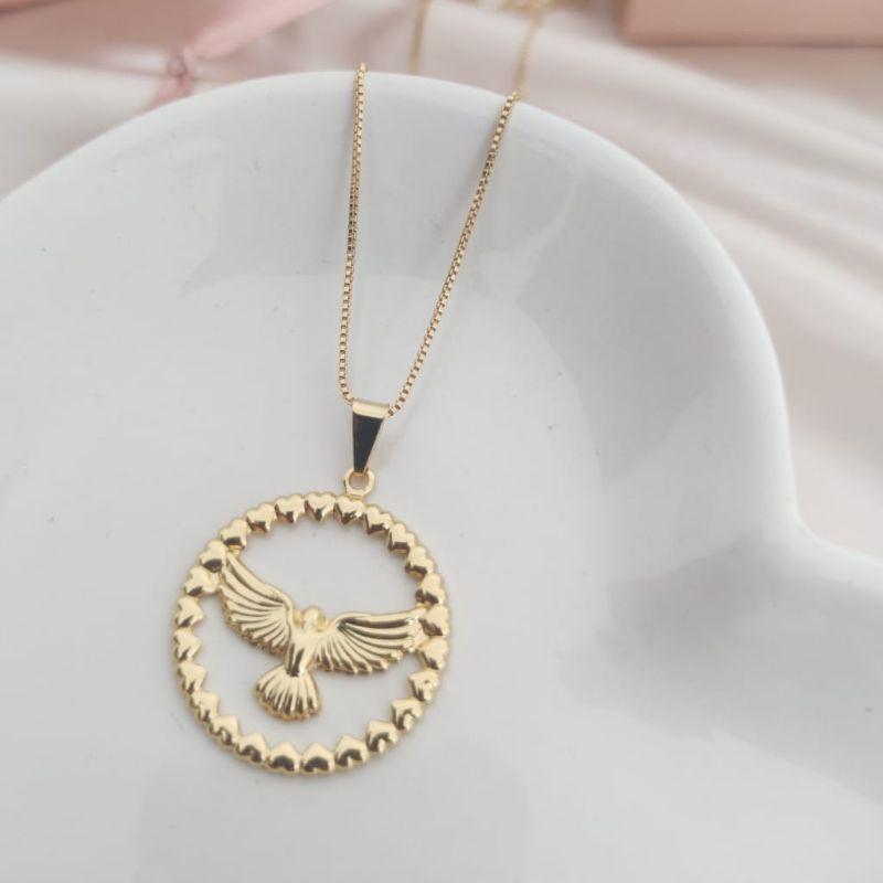 COLAR VENEZIANA PINGENTE MANDALA VAZADA ESPIRITO SANTO