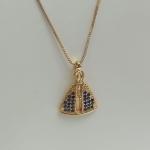 COLAR VENEZIANA PINGENTE NOSSA SENHORA APARECIDA ZIRCONIA AZUL