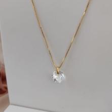 COLAR VENEZIANA PINGENTE PEDRA DE CORAÇÃO ZIRCONIA