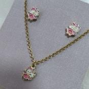 CONJUNTO INFANTIL RESINADO ELO PORTUGUES CORUJA ROSA