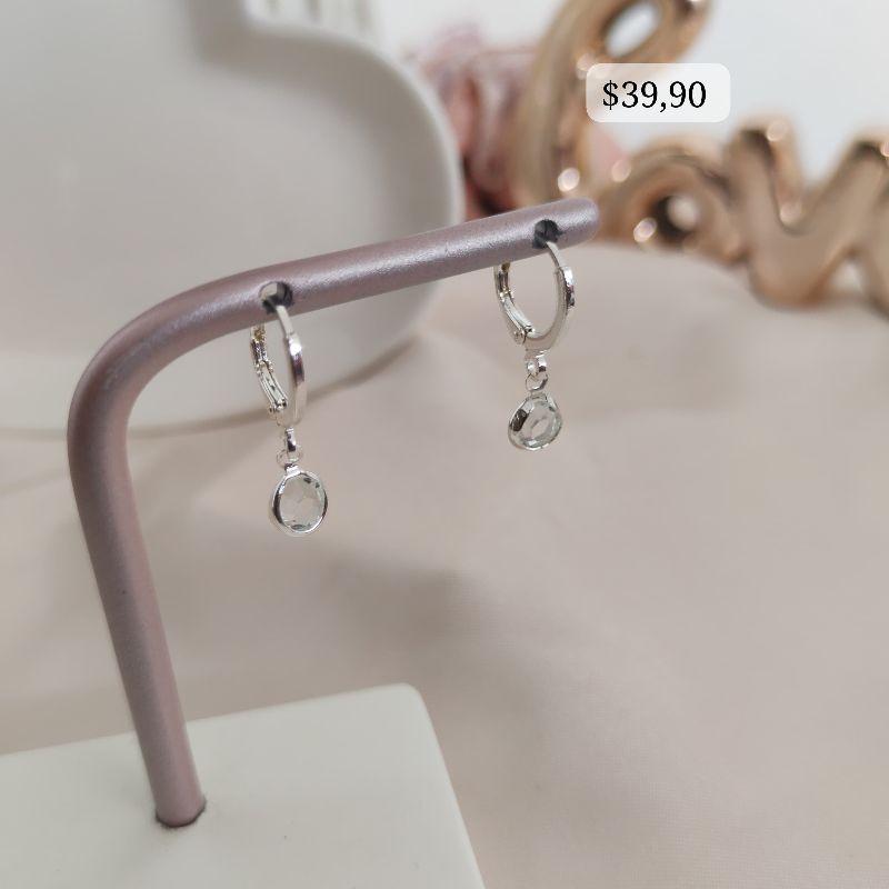 BRINCO ARTICULADOR COM PEDRA REDONDA M EM ZIRCONIA B. PRATA 925