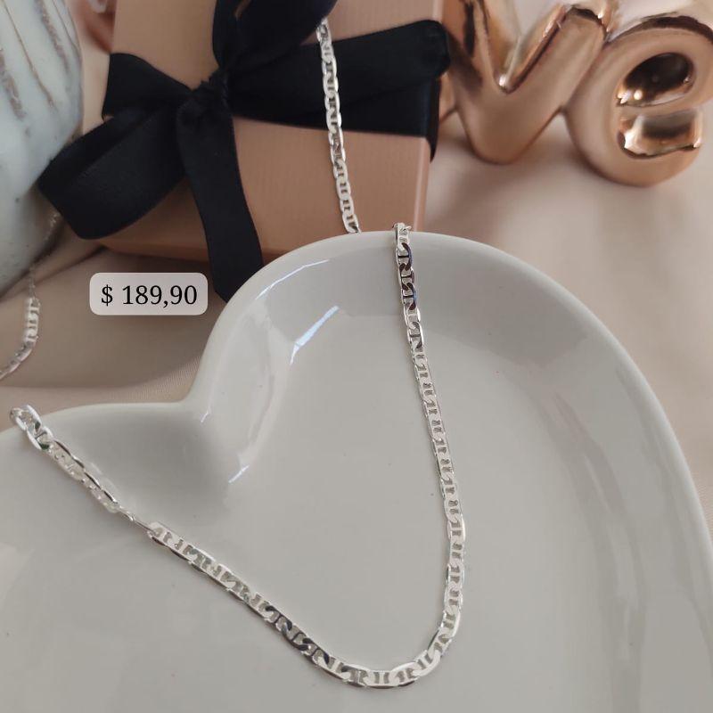 CORRENTE MASCULINA INSPIRAÇÃO GUCCI B. PRATA 925