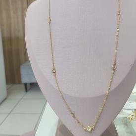 LONGUINHO ELO PORTUGUES COM 6 PEDRAS DE ZIRCONIA