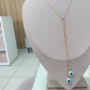 LONGUINHO ESTILO GRAVATINHA 2 OLHO GREGO BRANCO