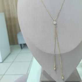 LONGUINHO ESTILO GRAVATINHA PONTE DE LUZ E MINI ESFERAS NO FINAL