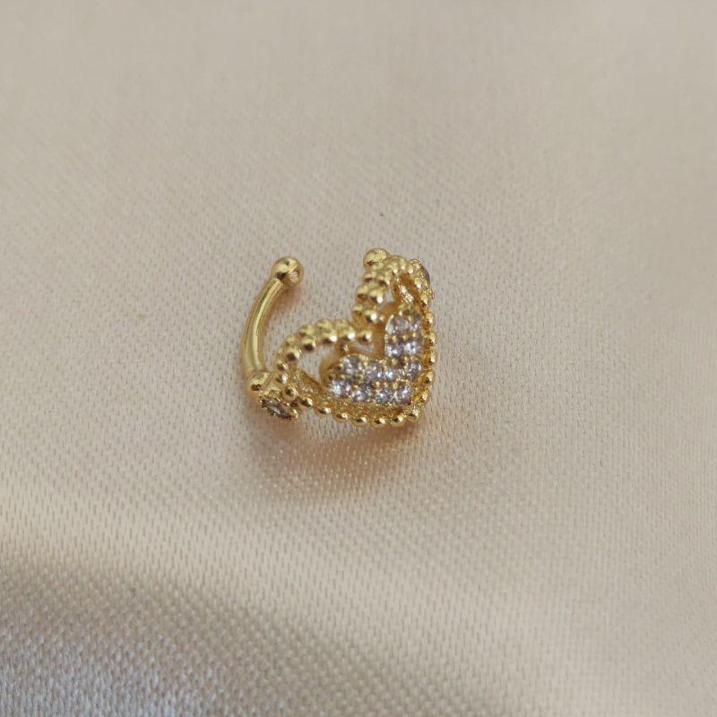 PIERCING FAKE DE CORAÇÃO CRAVEJADO EM MICRO ZIRCONIA E VAZADO