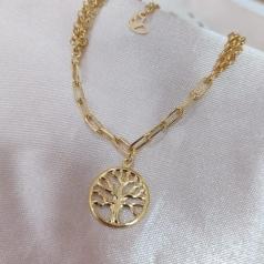 PULSEIRA 2 EM 1 ELO PORTUGUES E CARTIER PINGENTE ARVORE DA VIDA