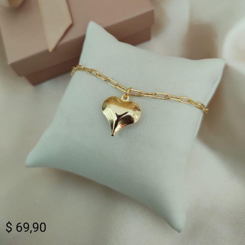 PULSEIRA CARTIER COM PINGENTE DE CORAÇÃO BOLEADO