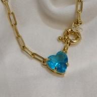 PULSEIRA CARTIER FECHO BOIA PINGENTE CORAÇÃO AZUL TIFANNY