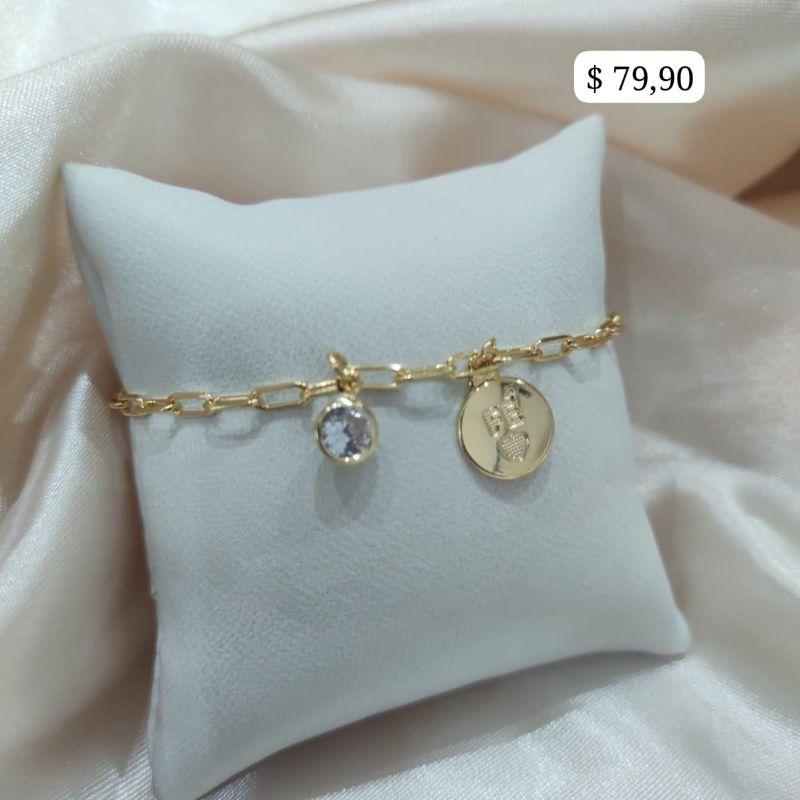 PULSEIRA CARTIER PINGENTE PONTO DE LUZ E PLACA FE