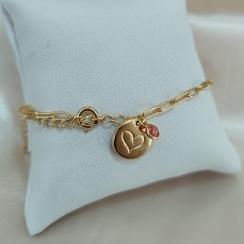 PULSEIRA CARTIER PLACA CORAÇÃO E PONTO DE LUZ ROSA ZIRCONIA