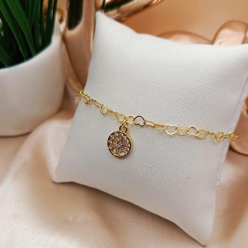 PULSEIRA COM PINGENTE ARVORE DA VIDA CRAVEJADA EM MICRO ZIRCONIAS