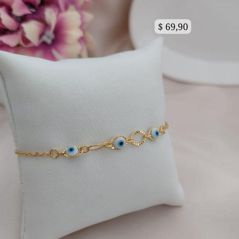 PULSEIRA DE OLHO GREGO COM ELOS VAZADOS