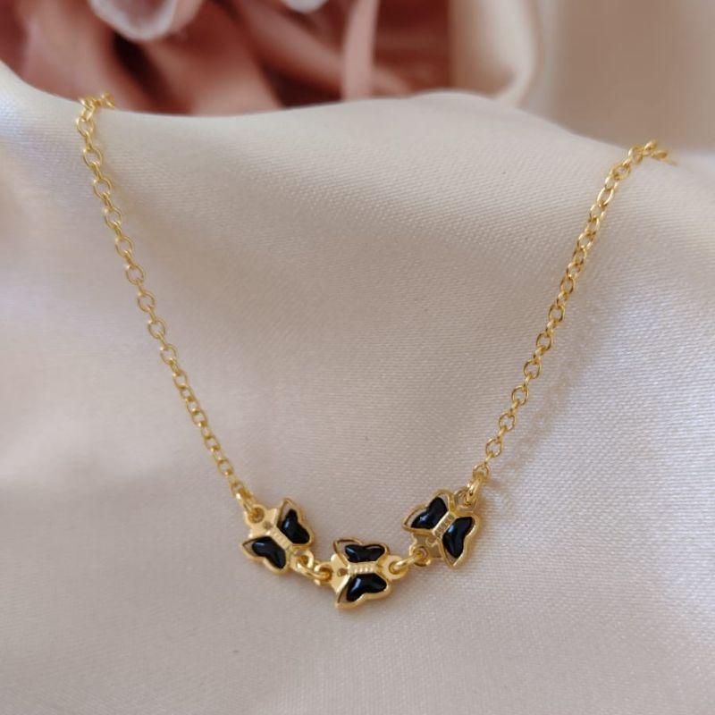 PULSEIRA INFANTIL ELO PORTUGUES COM 3 BORBOLETAS PRETAS