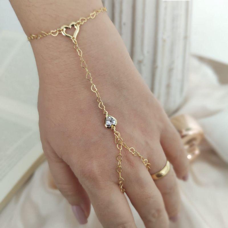 PULSEIRA UNIDA AO ANEL TODA EM CORAÇÃO ENTRELAÇADOS