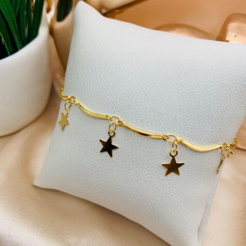 PULSERA BASTÕES COM PLACAS DE ESTRELAS PENDURADAS