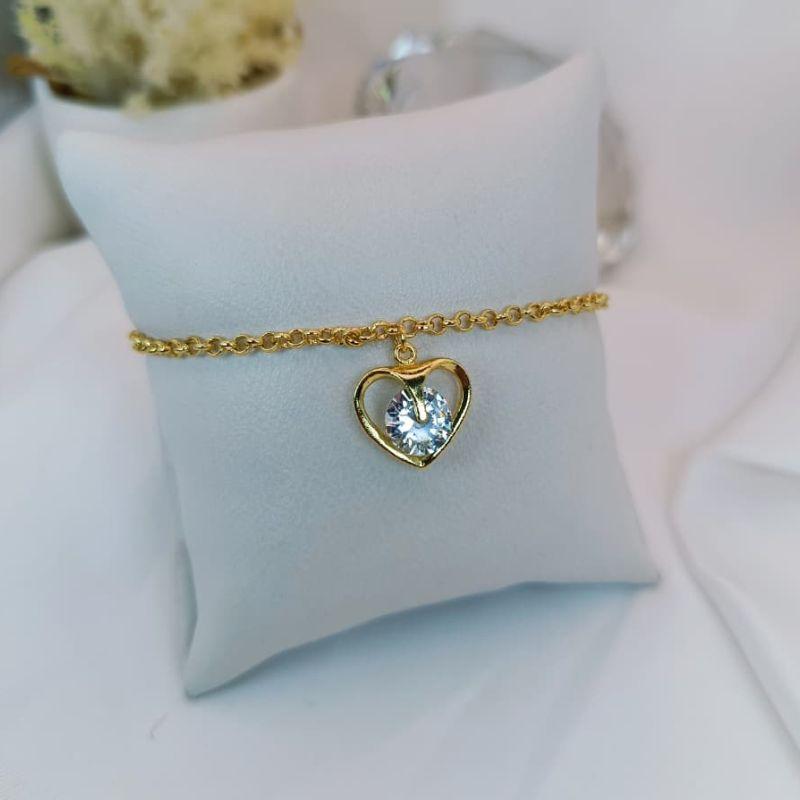 PULSEIRA COM CORAÇÃO VAZADO COM ZIRCONIA NO CENTRO